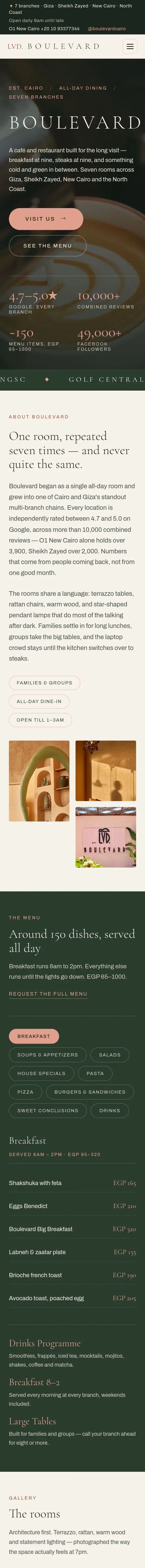 Boulevard website on mobile