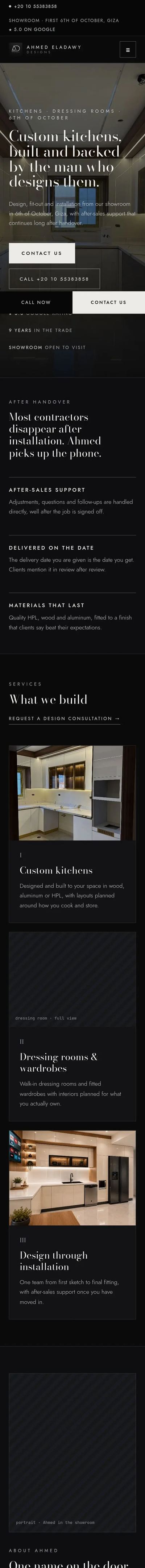 Ahmed Eladawy Designs website on mobile