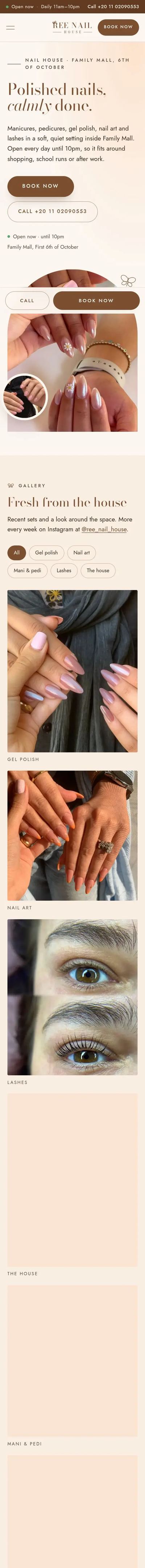 Reenails website on mobile